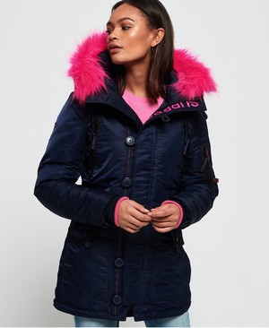 Superdry SDL-2 Parka Női Kabát Sötétkék/Rózsaszín | FQCVR6539